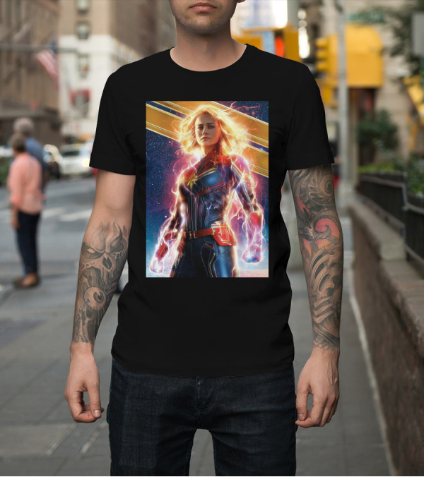 Shirt: Captain Marvel Shining Heroic Power Cosmic Energy T-Shirt Captain Marvel Shining Heroic Power Cosmic Energy T-Shirt