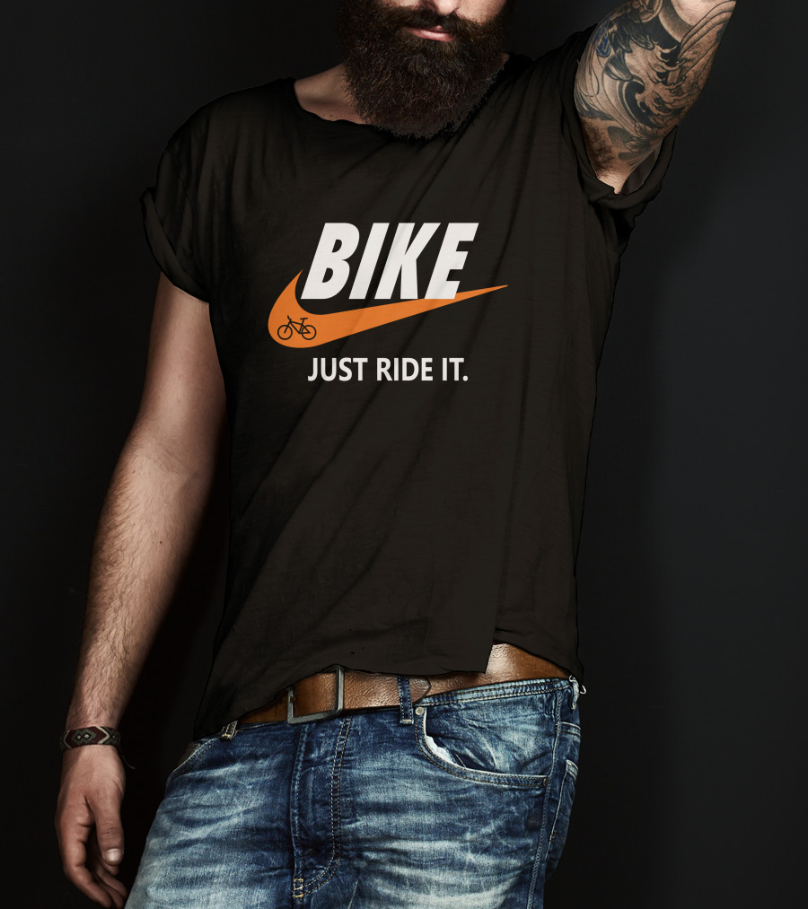 BIKE Just Ride It Swoosh Iconic Cycling T-Shirt