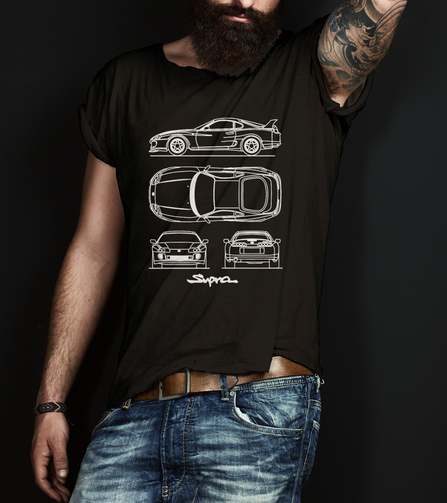 Toyota Supra Line Art Blueprint T-Shirt
