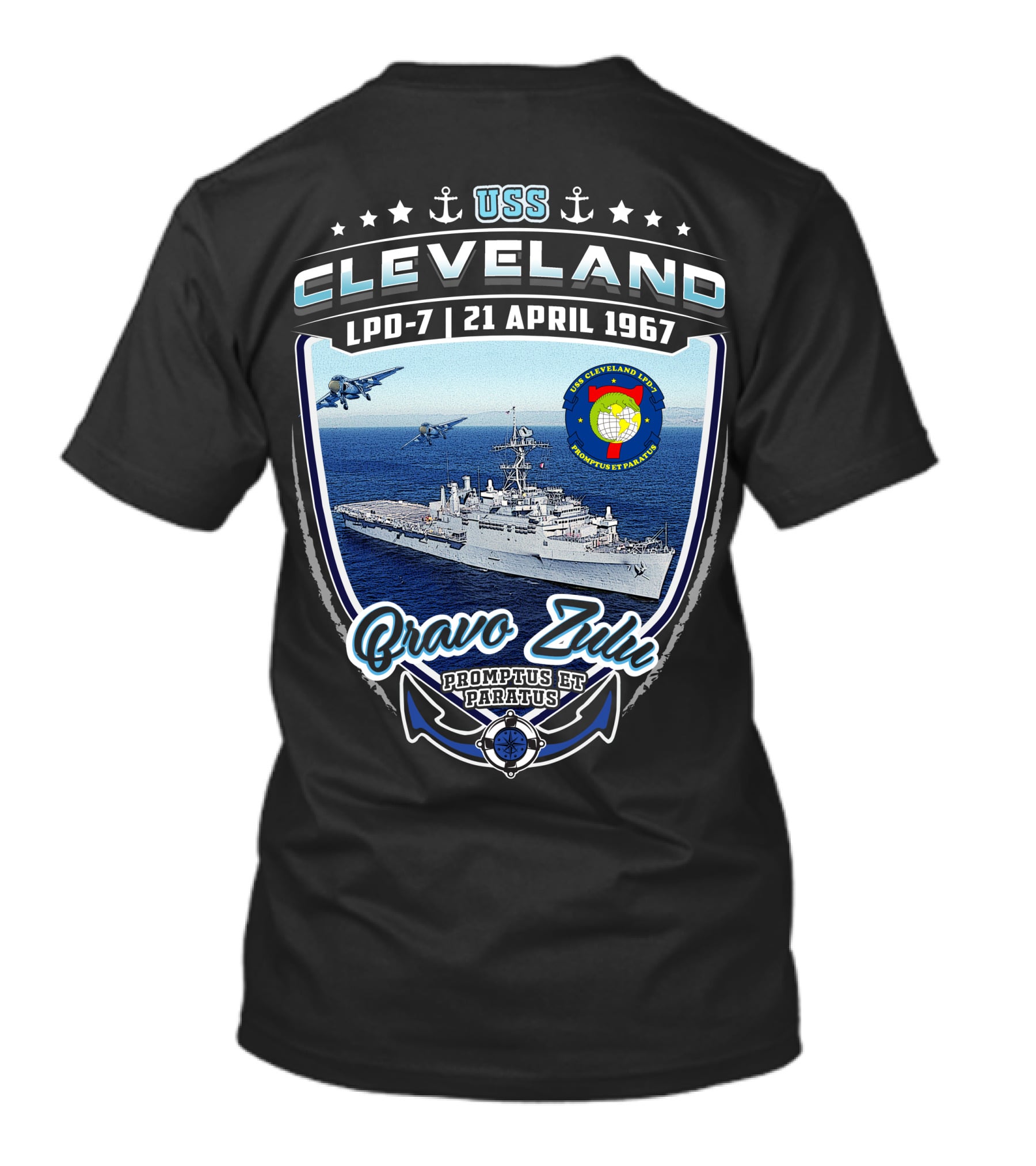 Uss Cleveland Lpd-7 Bravo Zulu 21 April 1967 Promptus Et Paratus T-Shirt