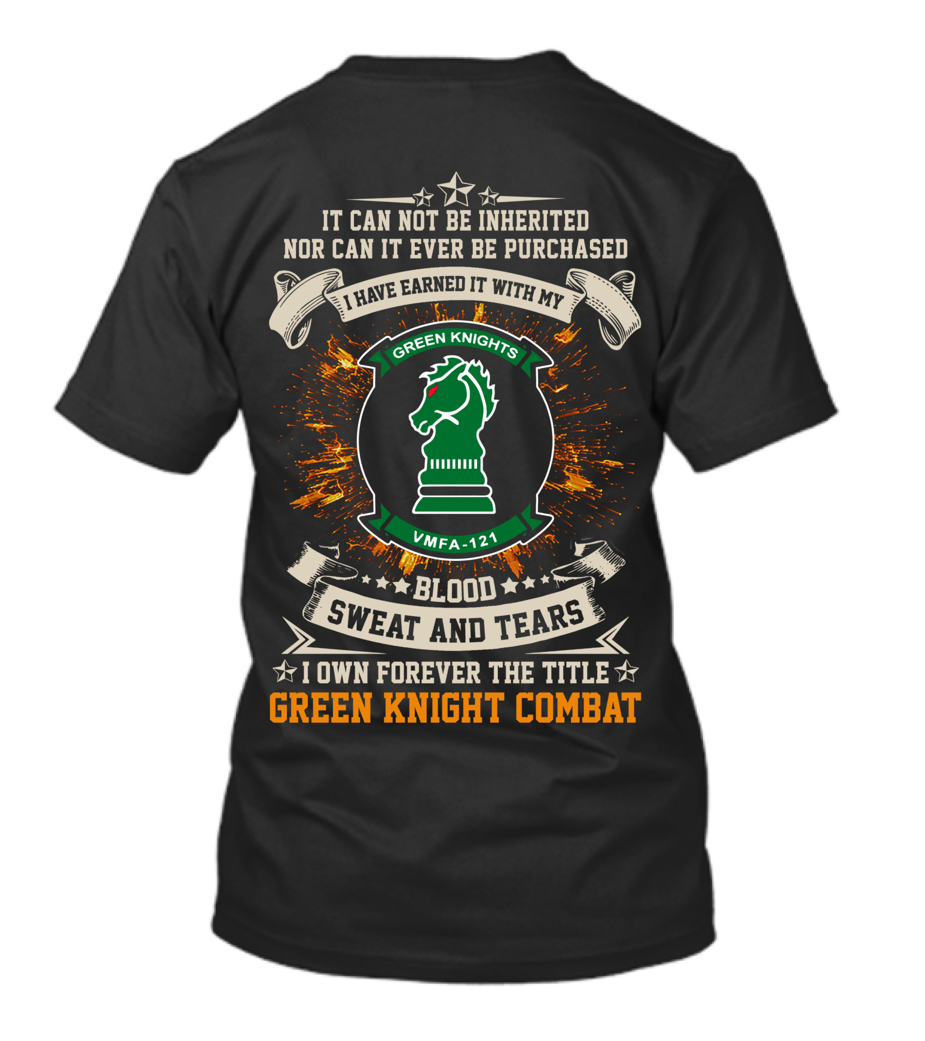 VMFA 121 Blood Sweat And Tears Green Knight Combat T-Shirt