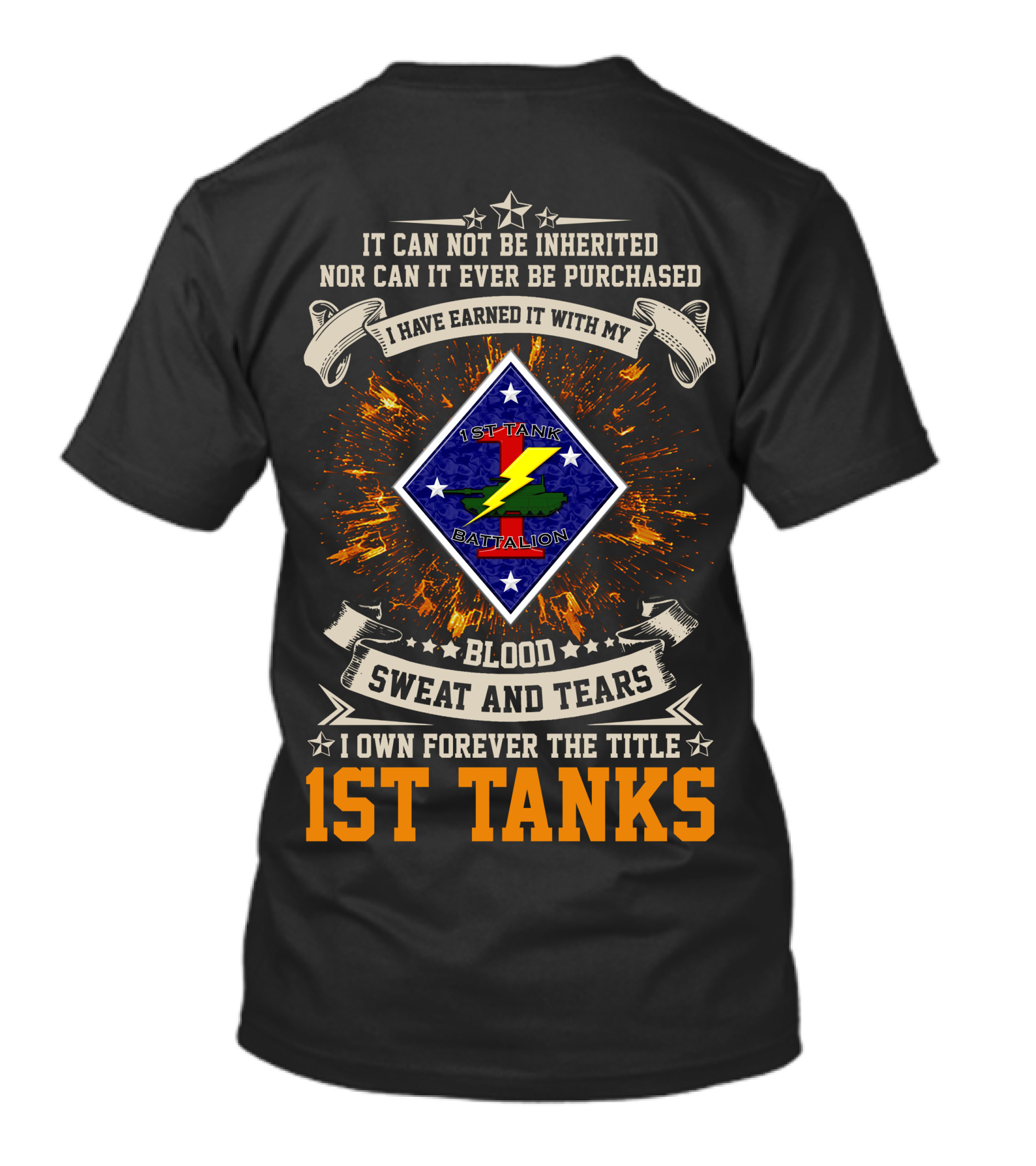 1st Tank Battalion Blood Sweat And Tears I Own Forever The Title 1st Tanks T-Shirt