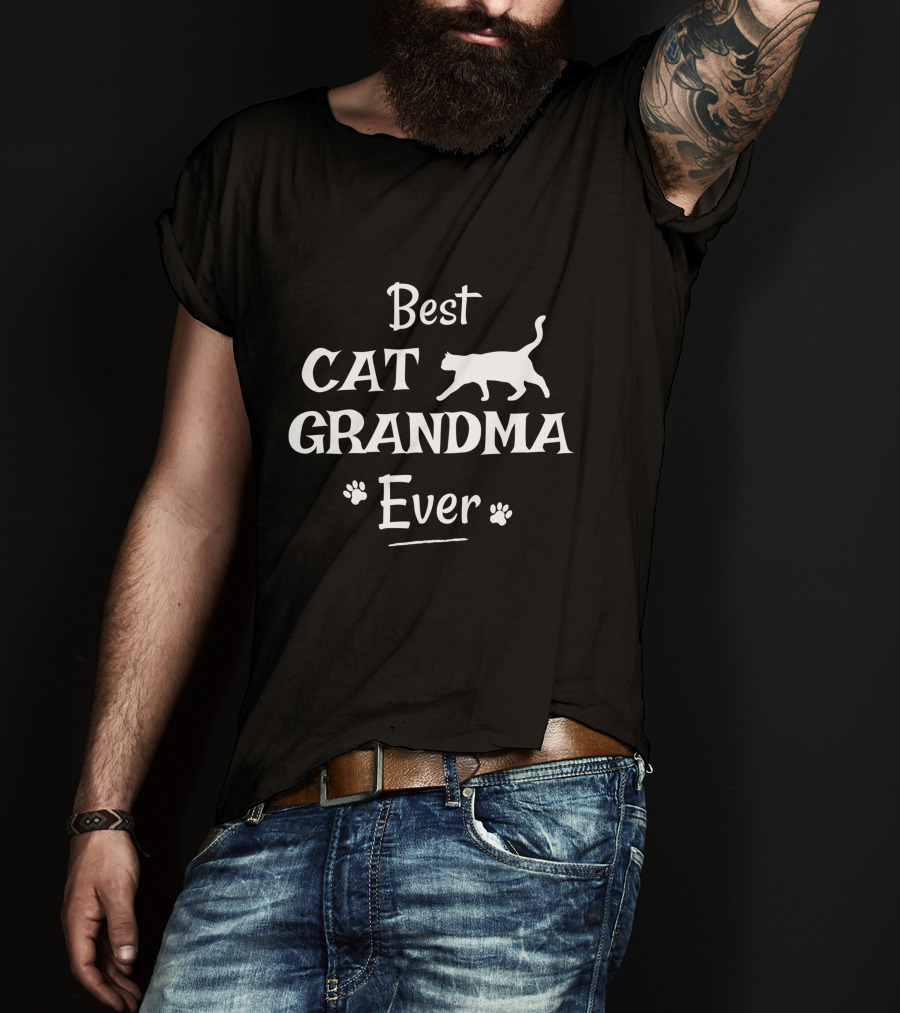 Best Cat Grandma Ever Novelty From Cat With Paw Print Accents T-Shirt