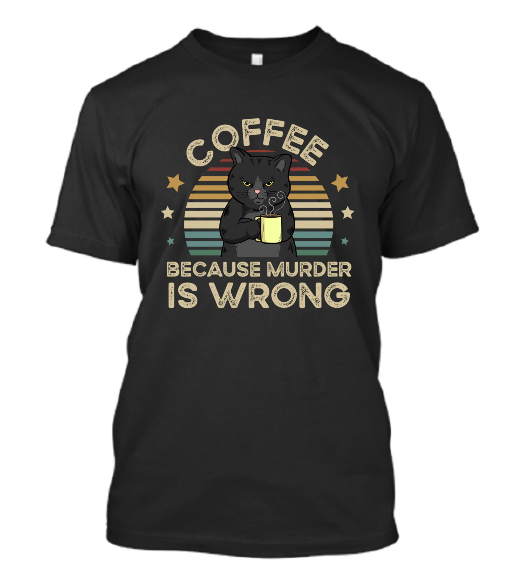 Coffee Because Murder Is Wrong Vintage Cat T-Shirt
