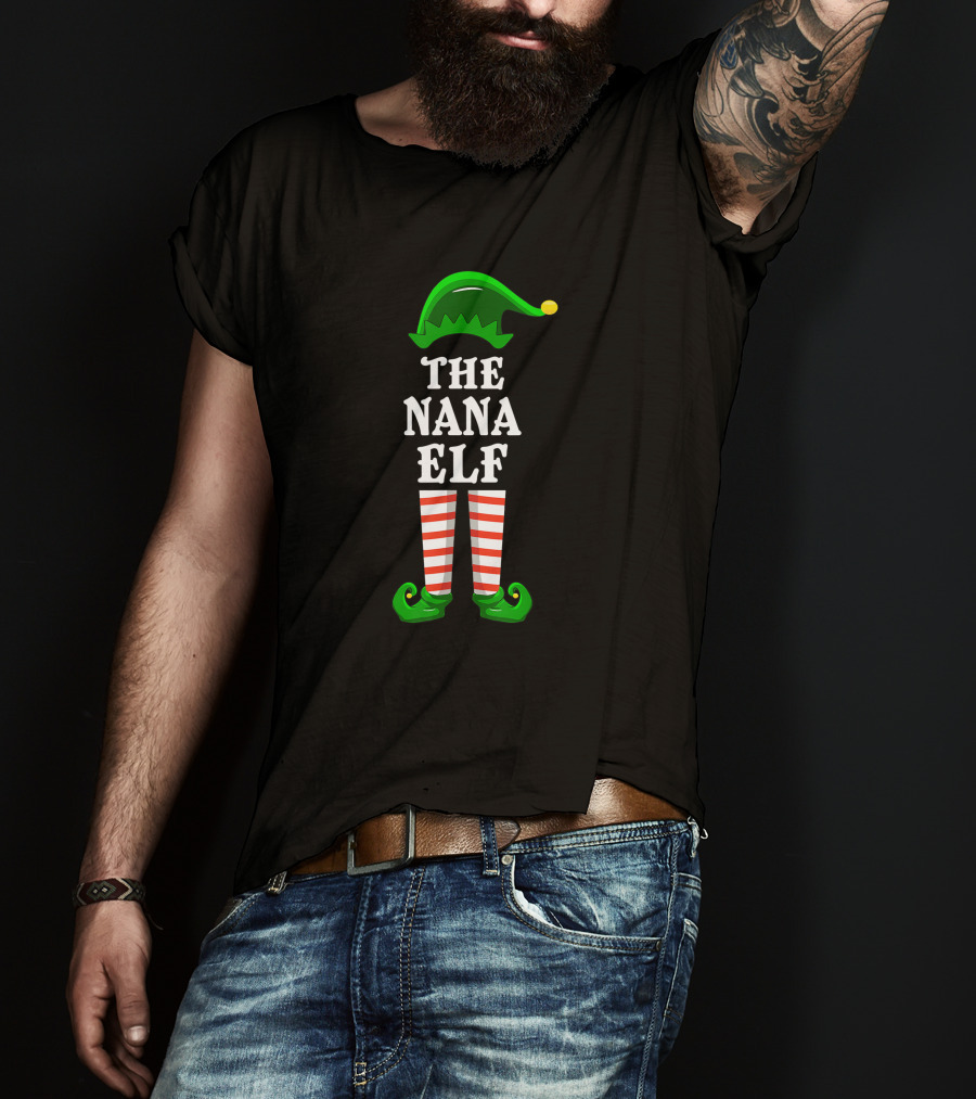 The Nana Elf Family Group Christmas Party Matching T-Shirt