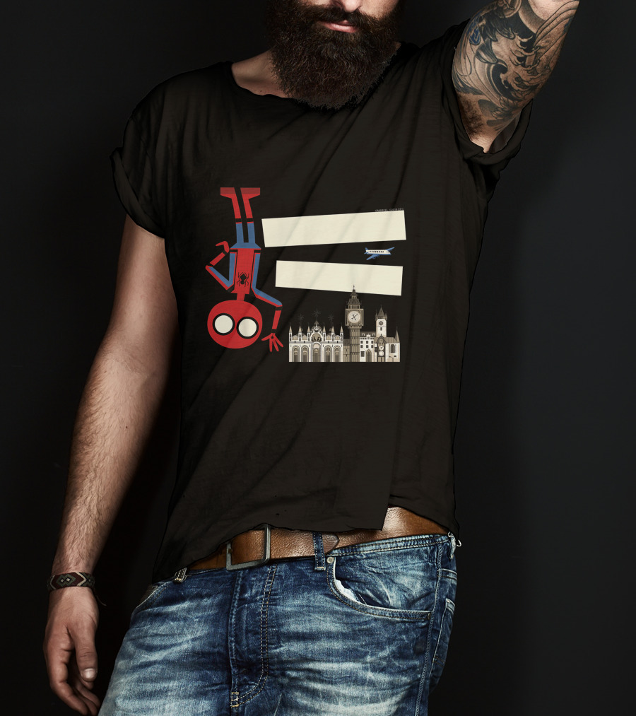 Marvel Spider-Man Far From Home Upside-Down London Big Ben Airplane T-Shirt