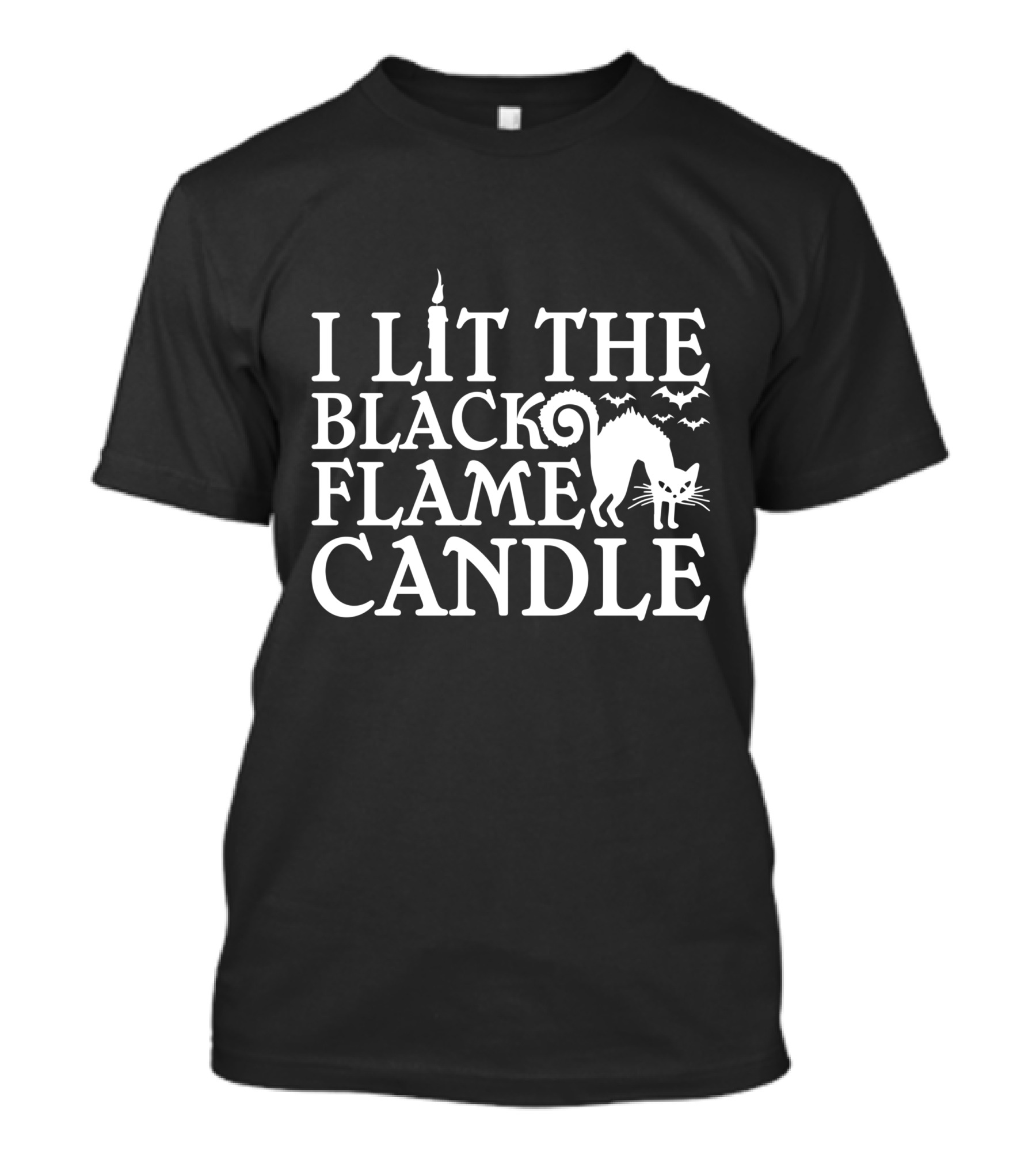 I Lit The Black Flame Candle Halloween Cat And Bats T-Shirt