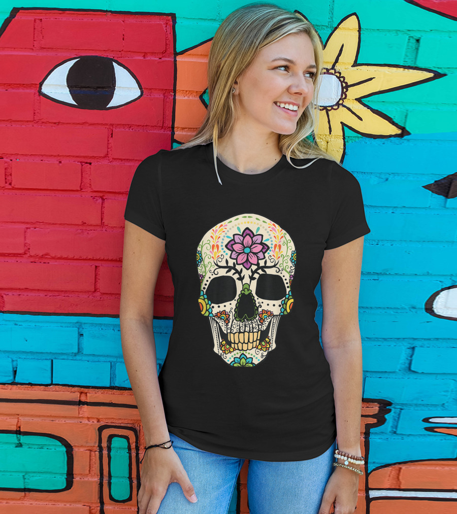 Sugar Skull Dia De Muertos Halloween Costume Day Dead T-Shirt