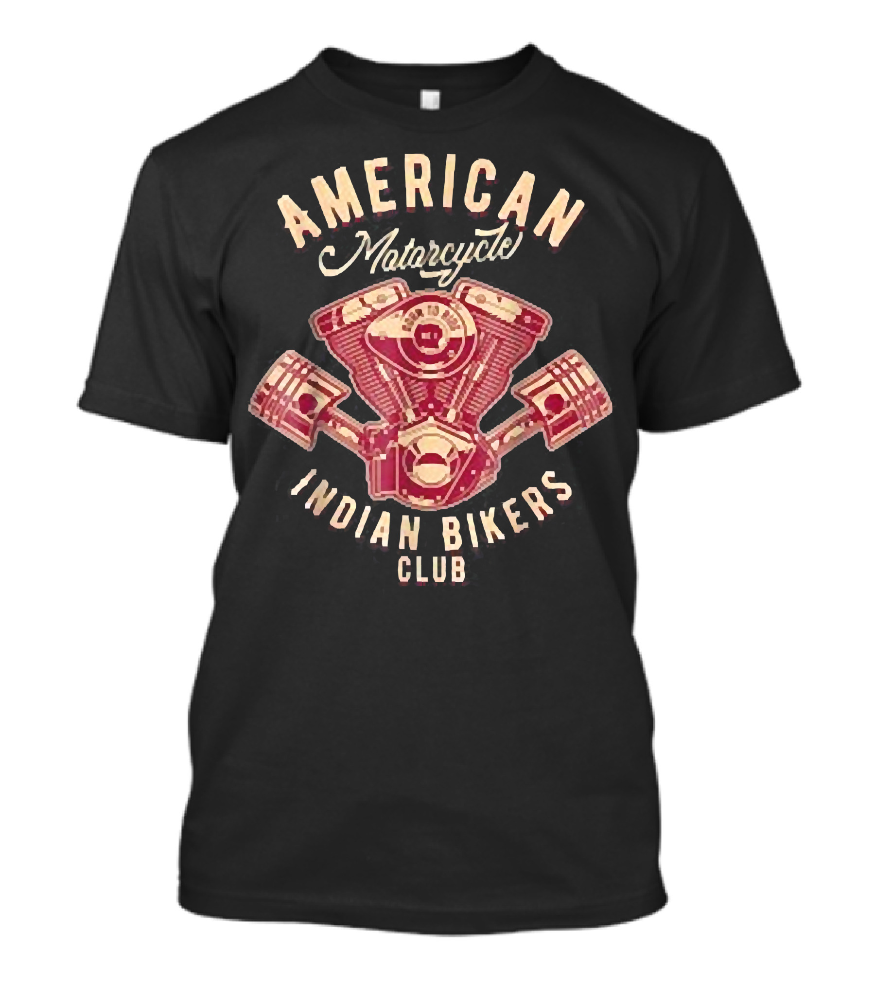 Vintage American Motorcycle Indian Bikers Club Engine T-Shirt