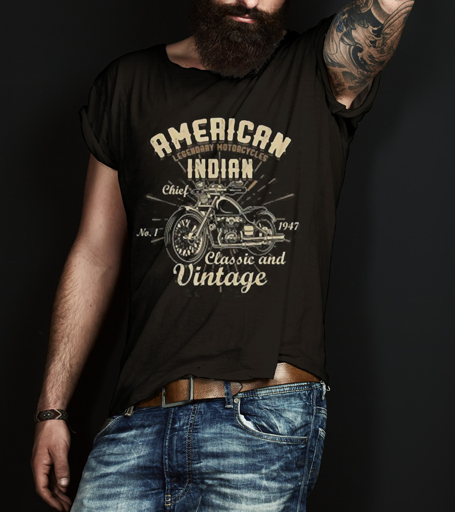 American Legendary Motorcycles Indian Chief No.1 Classic And Vintage 1947 T-Shirt