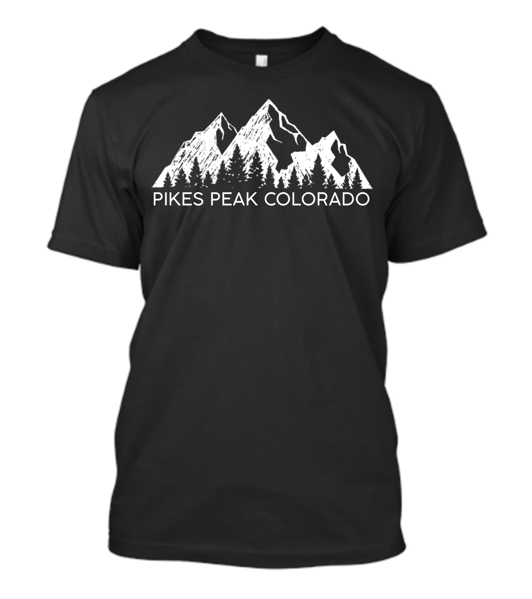 Pikes Peak Colorado Mountain Skyline Forest Adventure T-Shirt