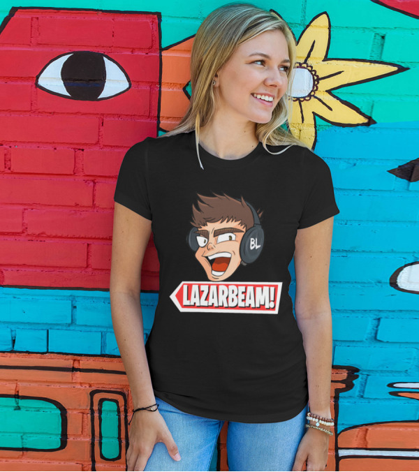 Lazarbeam Gingy Headphones Cartoon Face BL Logo Youtuber Merch T-Shirt