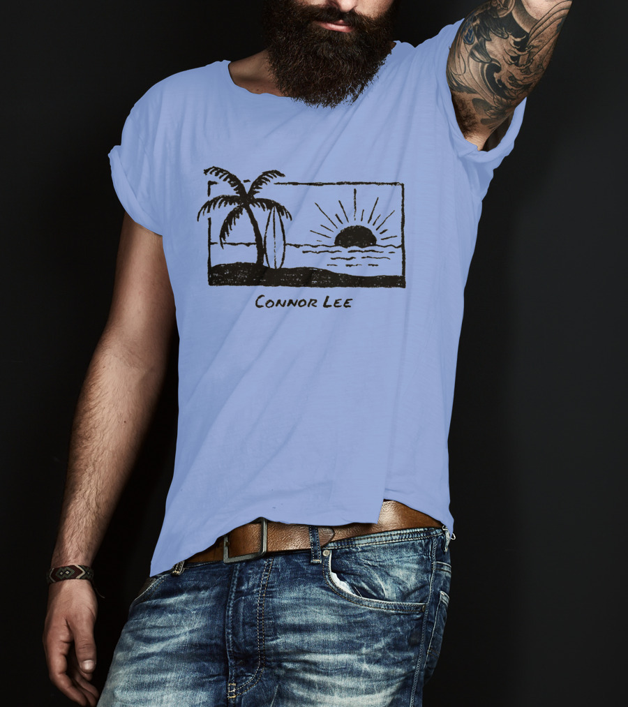 Connor Lee Palm Sunset Ocean Scene T-Shirt