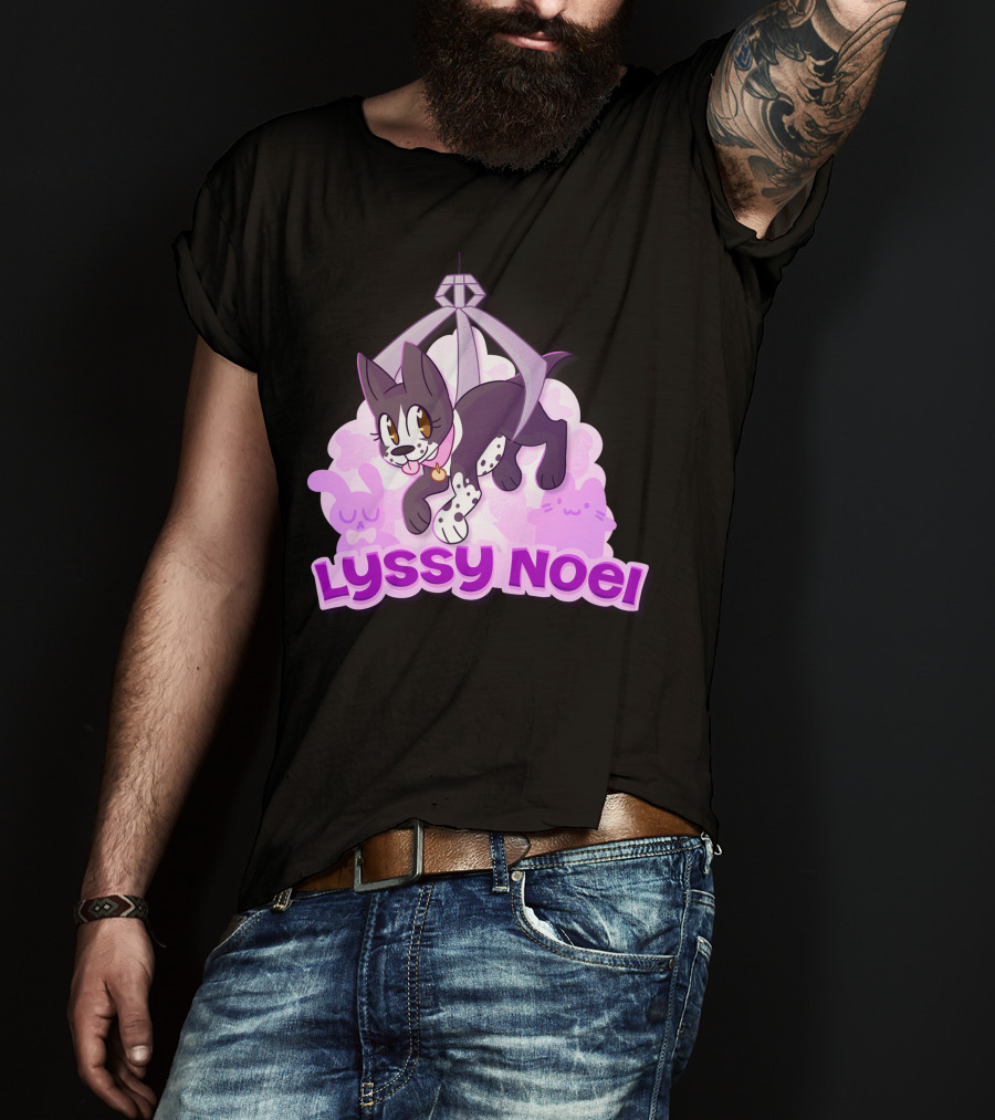 Lyssy Noel Cartoon Cat With Rabbits And Crystals T-Shirt