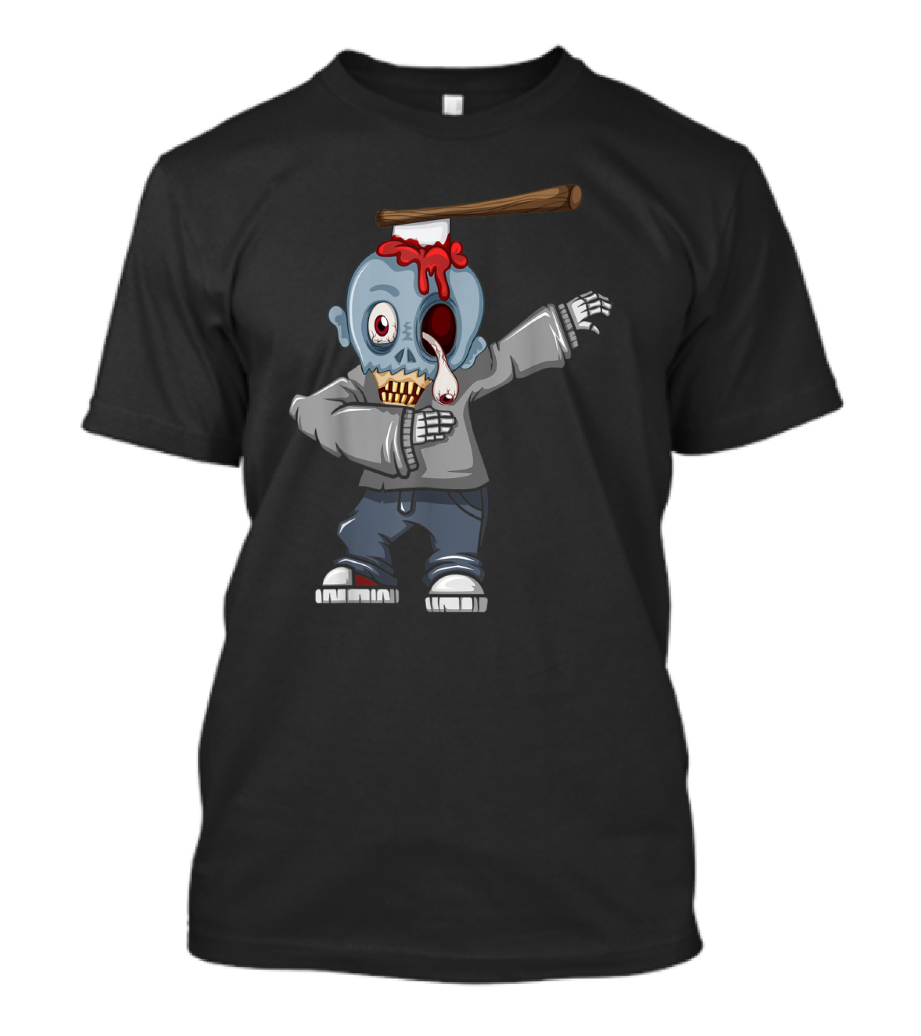 Dabbing Zombie Halloween Axe Head Creepy Cartoon T-Shirt