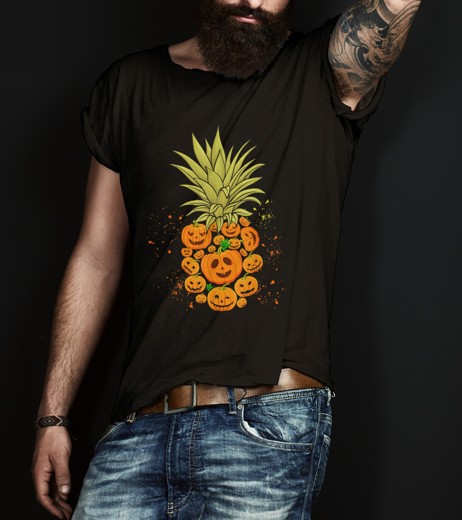 Pineapple Made Of Halloween Pumpkins Faces T-Shirt