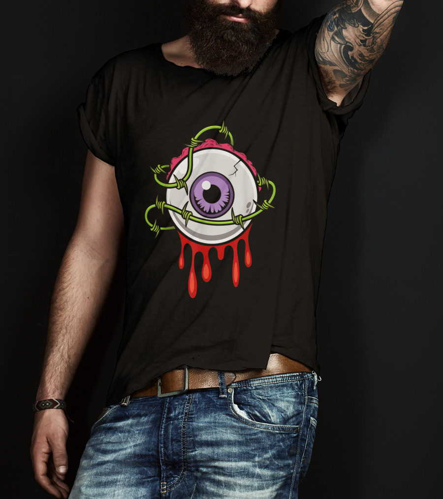 Barbed Slimy Human Eyeball Dripping Red T-Shirt