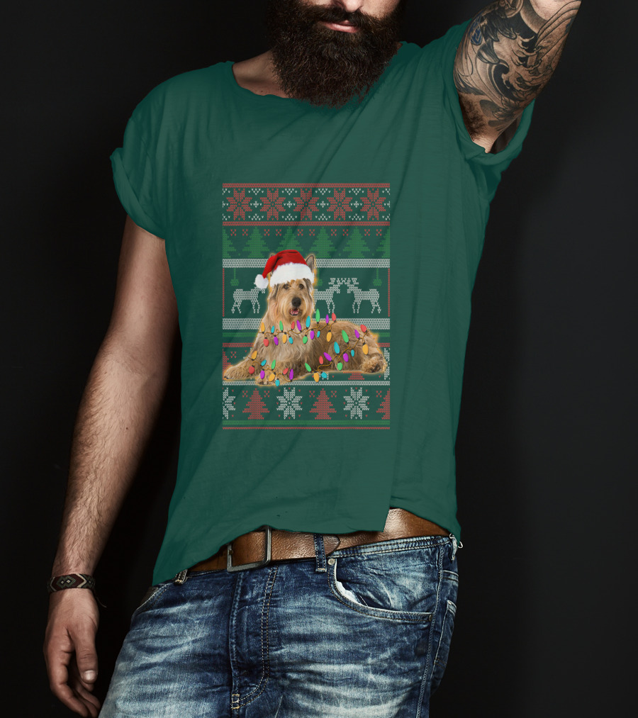 Berger Picard Christmas Santa Hat Ugly Sweater Lights Reindeer Snowflakes T-Shirt