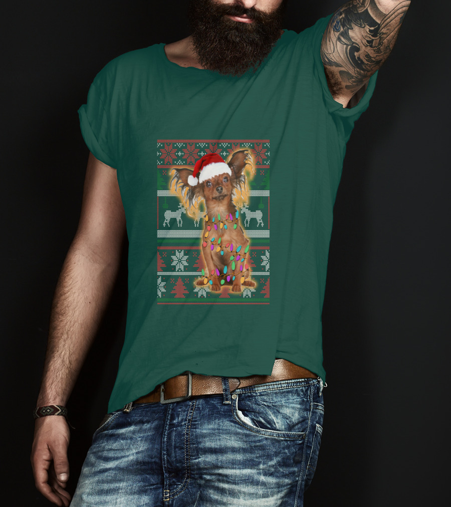 Russian Toy Christmas Lights Santa Hat Reindeer Snowflakes T-Shirt