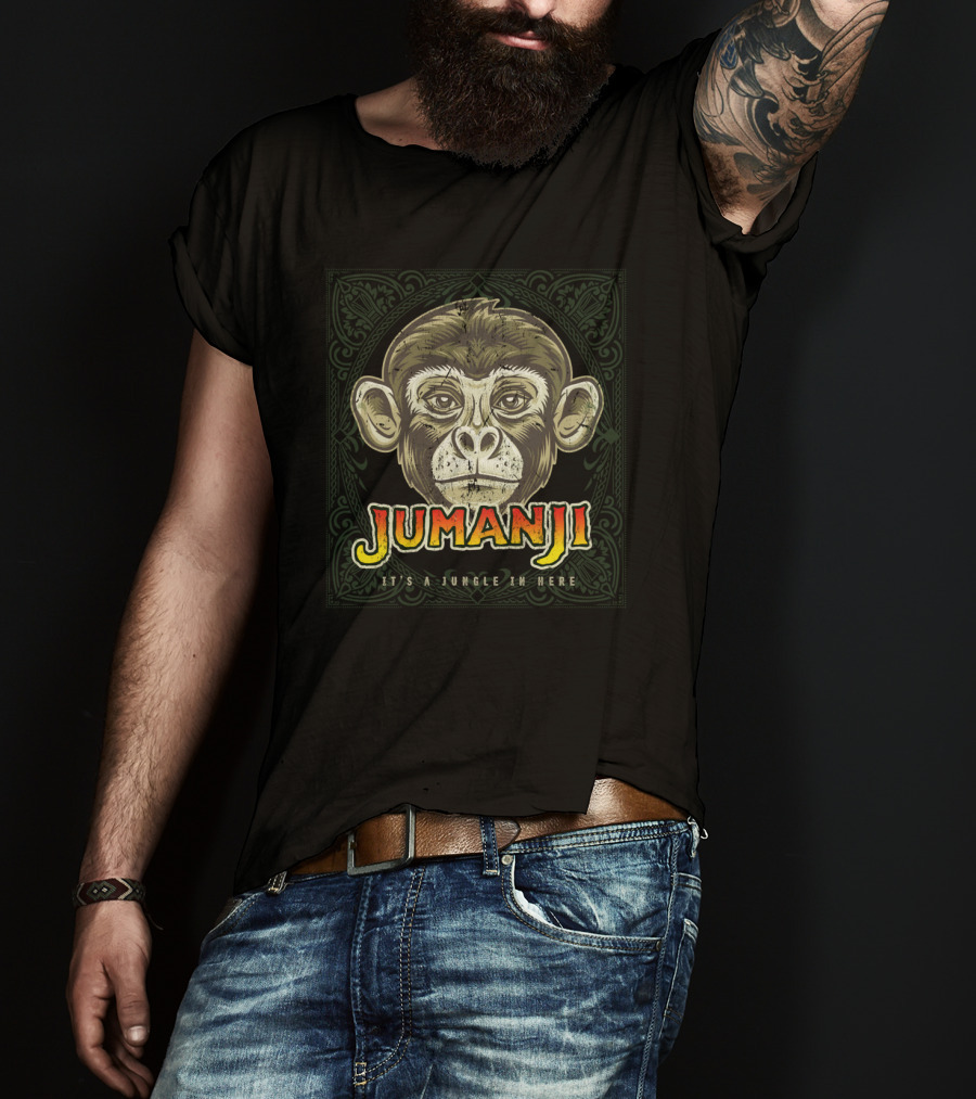 Jumanji Distressed Monkey It's A Jungle In Here Board Game Piece T-Shirt