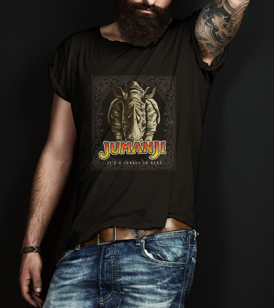 Jumanji Distressed Rhino It's A Jungle In Here T-Shirt