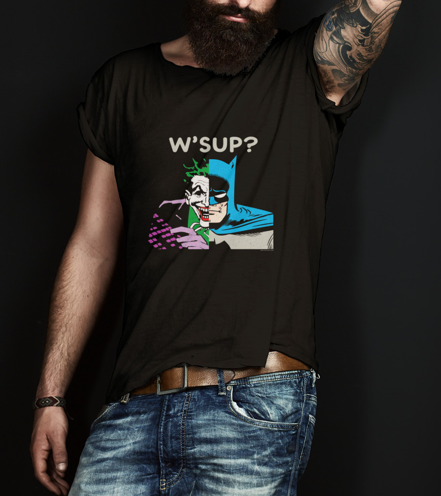 W'SUP Joker And Batman Split Face Iconic Comic T-Shirt