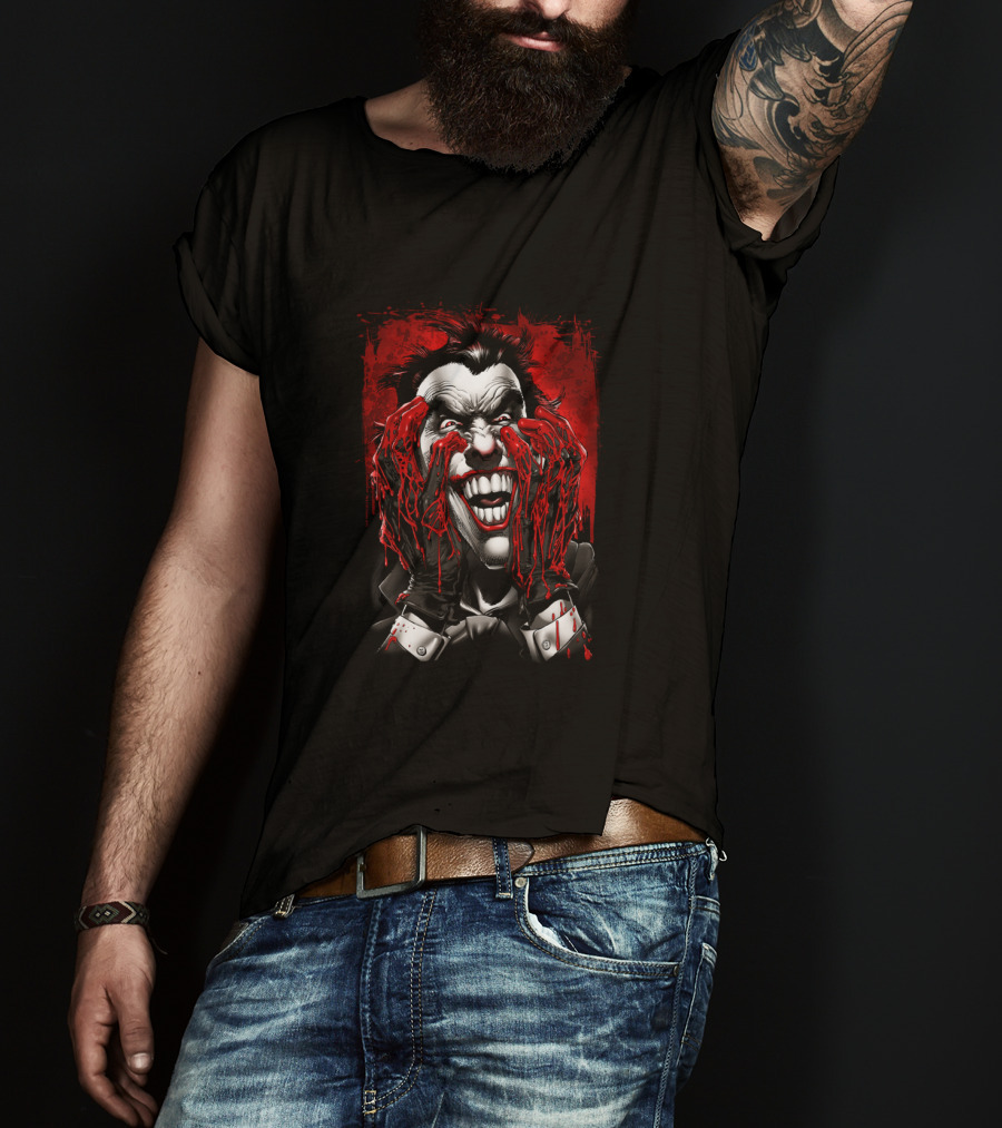 Batman Joker Laughing Blood-Soaked Hands T-Shirt