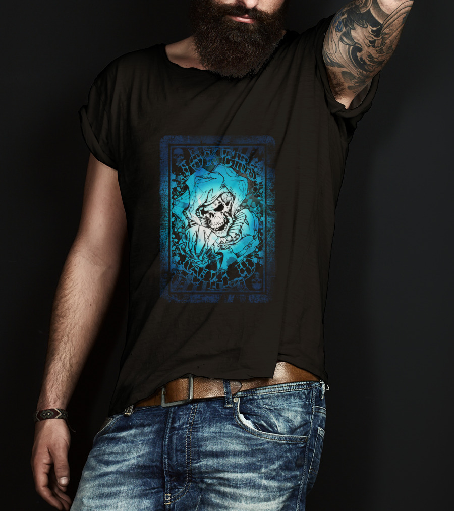 JOKERS WILD CARD Skeleton Jester Tattoo Style Poker T-Shirt