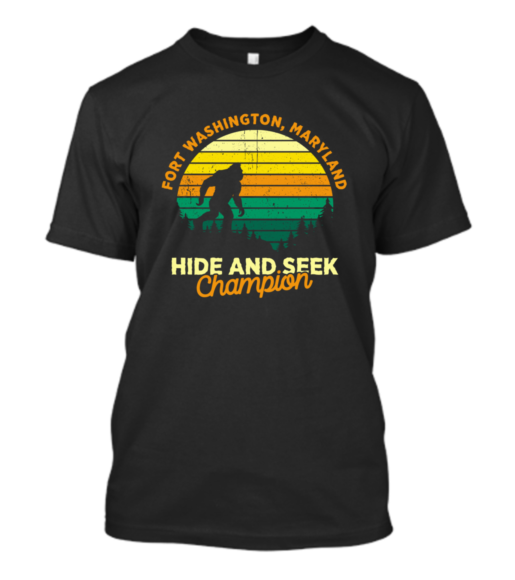 Fort Washington Maryland Bigfoot Hide And Seek Champion Retro T-Shirt