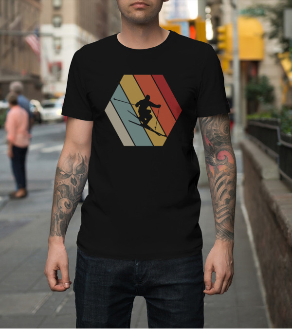 Shirt: Funny Vintage Skier Hexagonal Stripes Winter T-Shirt Funny Vintage Skier Hexagonal Stripes Winter T-Shirt