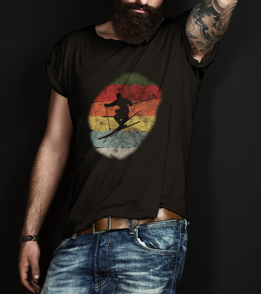 Retro Vintage Skiing Winter Birthday T-Shirt