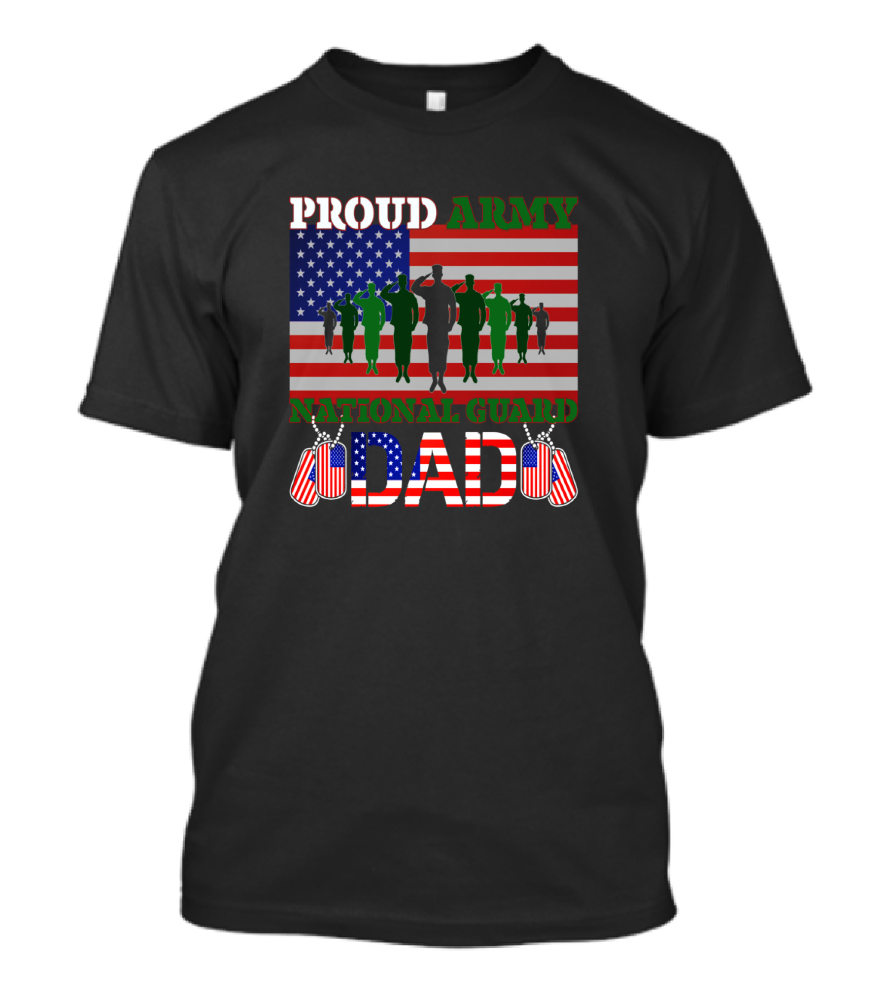 Proud Army National Guard Dad American Flag Salute T-Shirt