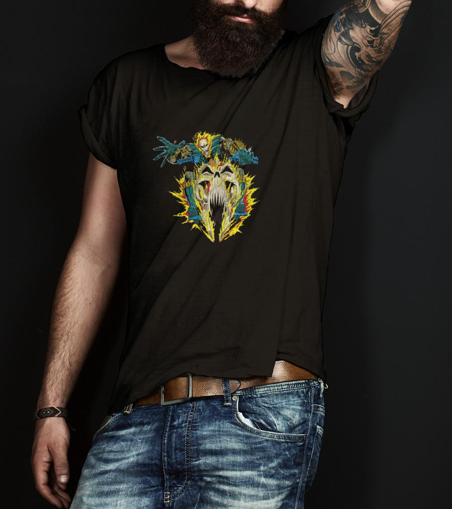 Marvel Ghost Rider Iconic Fiery Skull Action Shot T-Shirt