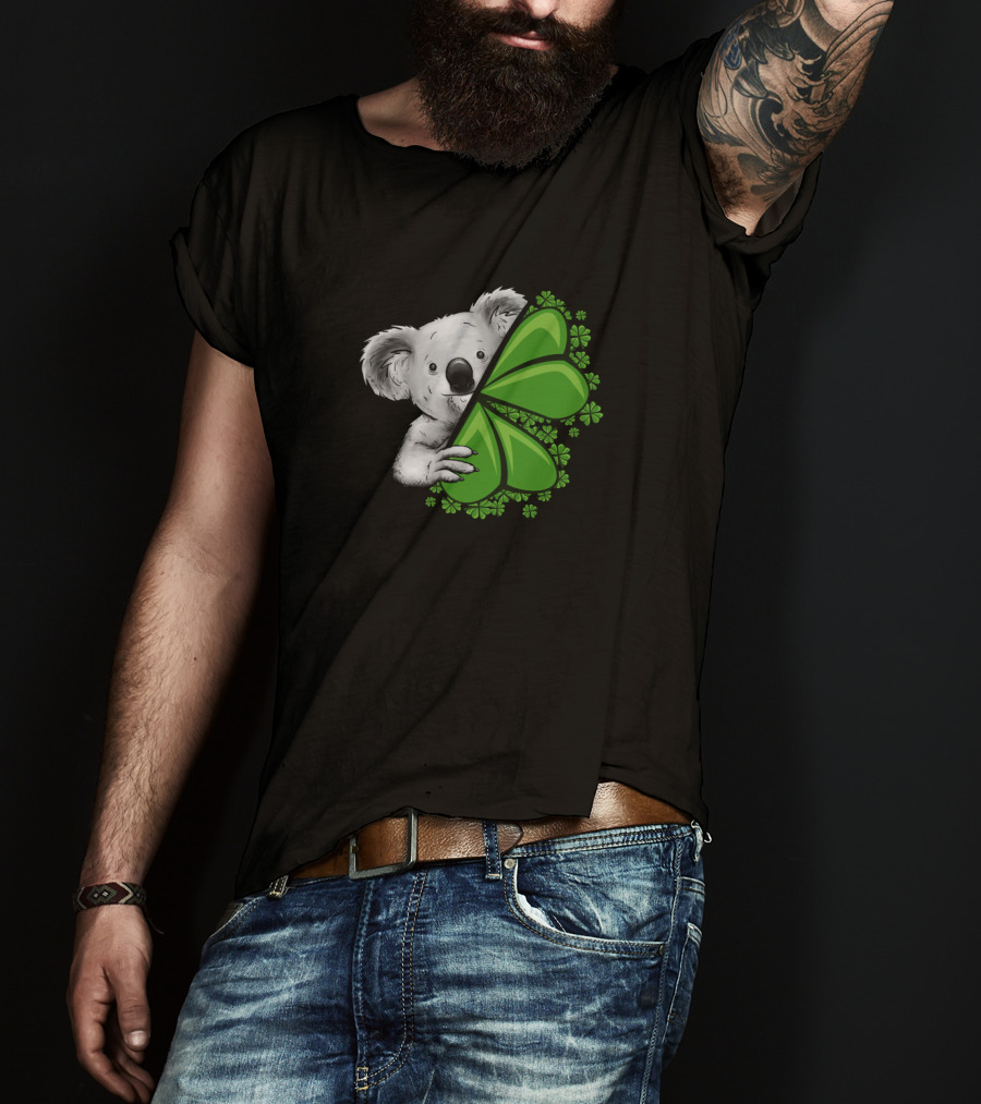 Lucky Koala With Irish Clover And Shamrocks T-Shirt