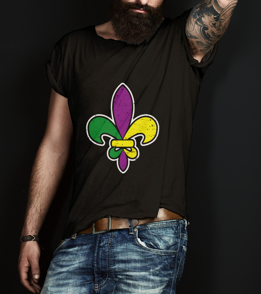 Mardi Gras Colored Fleur De Lis Iconic T-Shirt
