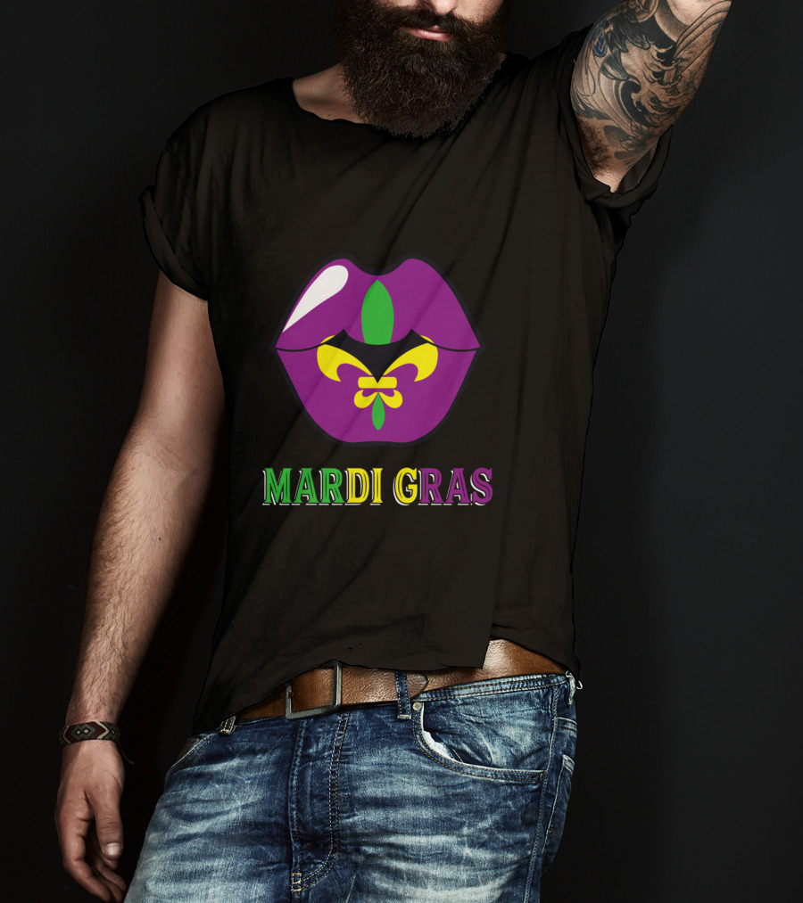 Mardi Gras Fleur De Lis Lips T-Shirt