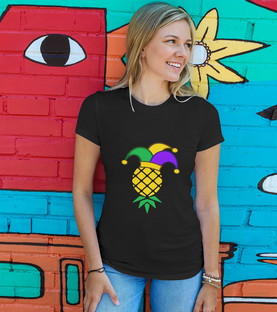 Upside Down Pineapple Jester Hat Mardi Gras T-Shirt