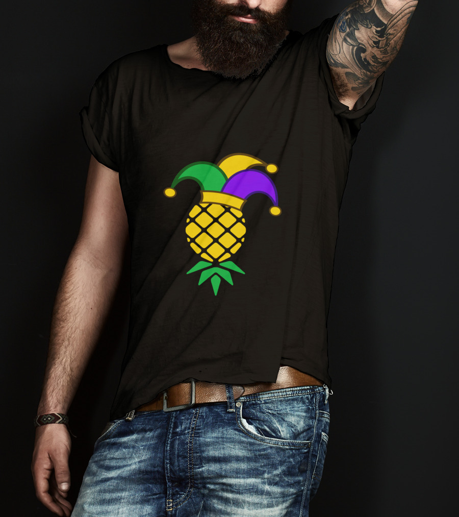 Upside Down Pineapple Jester Hat Mardi Gras T-Shirt