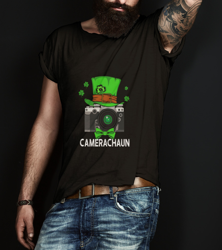 CAMERACHAUN Green Hat Shamrocks Bowtie Camera T-Shirt