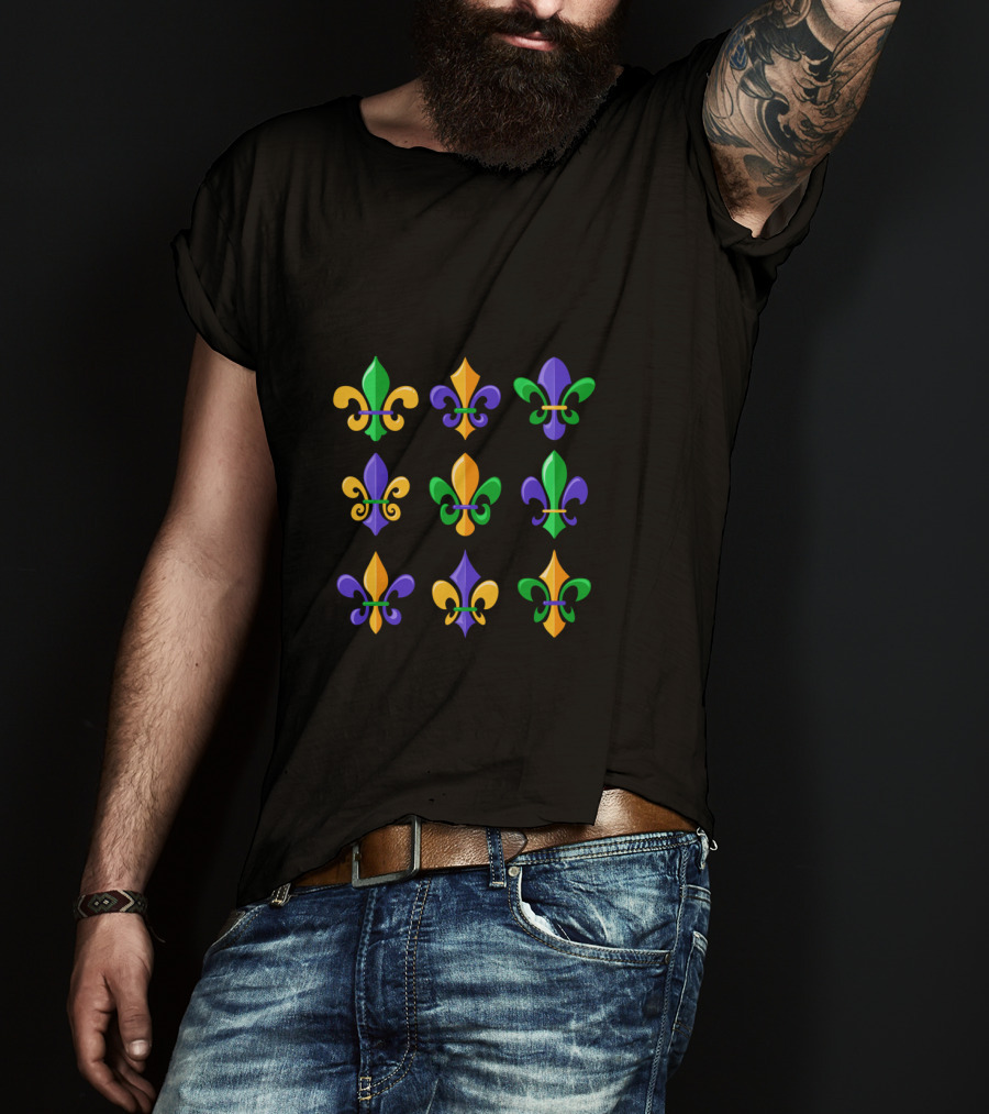 Fleur De Lis Colorful Mardi Gras Art Student's And Art Teacher's T-Shirt