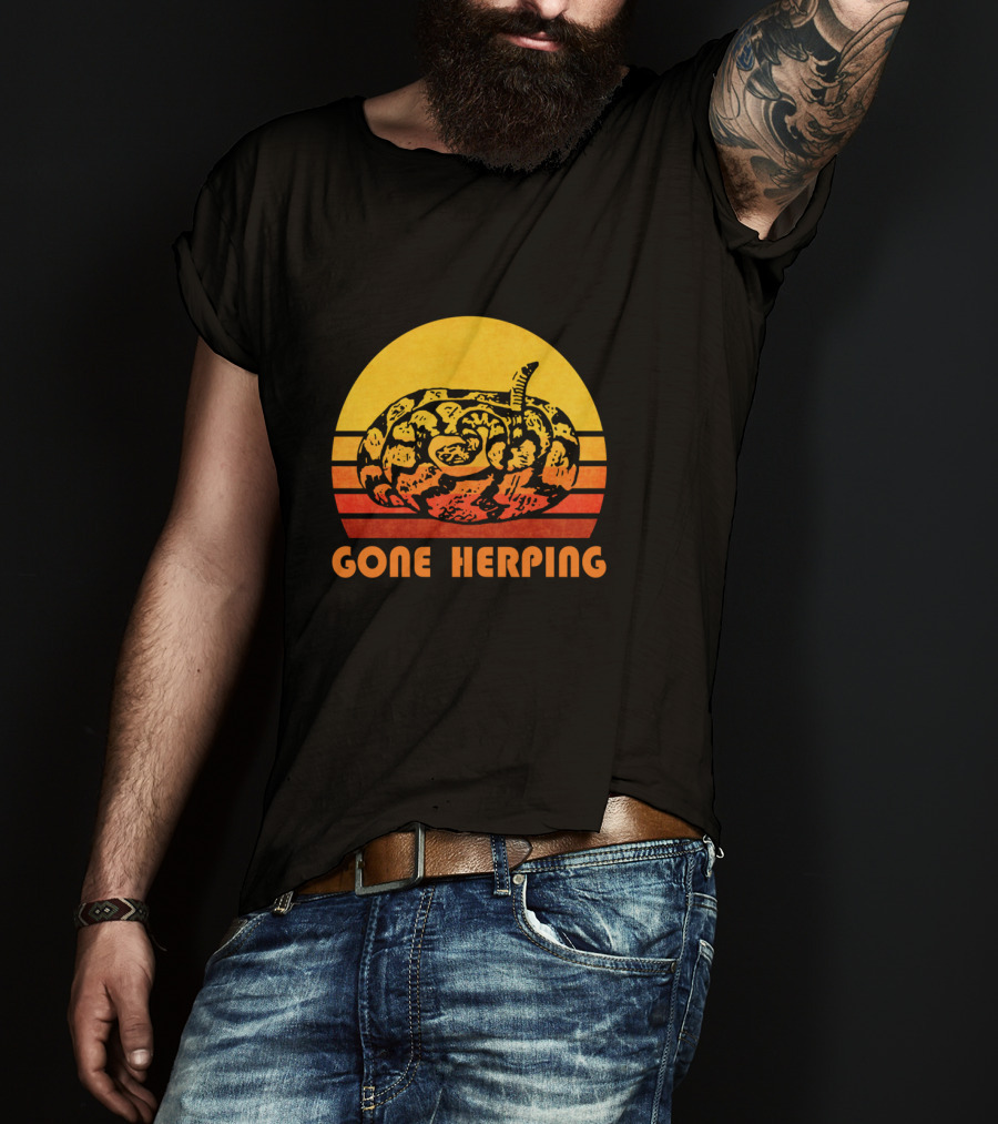 Gone Herping Retro Snake Reptile Animal Amateur T-Shirt
