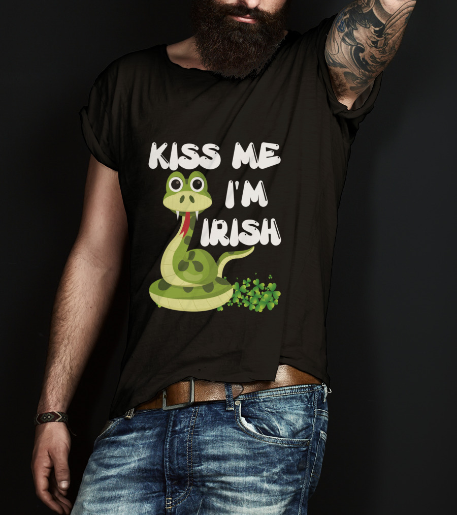 Kiss Me I'm Irish Snake With Shamrocks T-Shirt