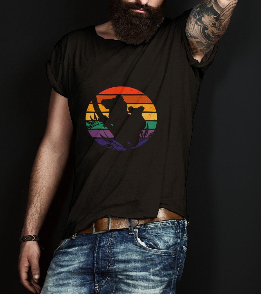 Save The Koalas Protect Wildlife Rainbow Sunset T-Shirt