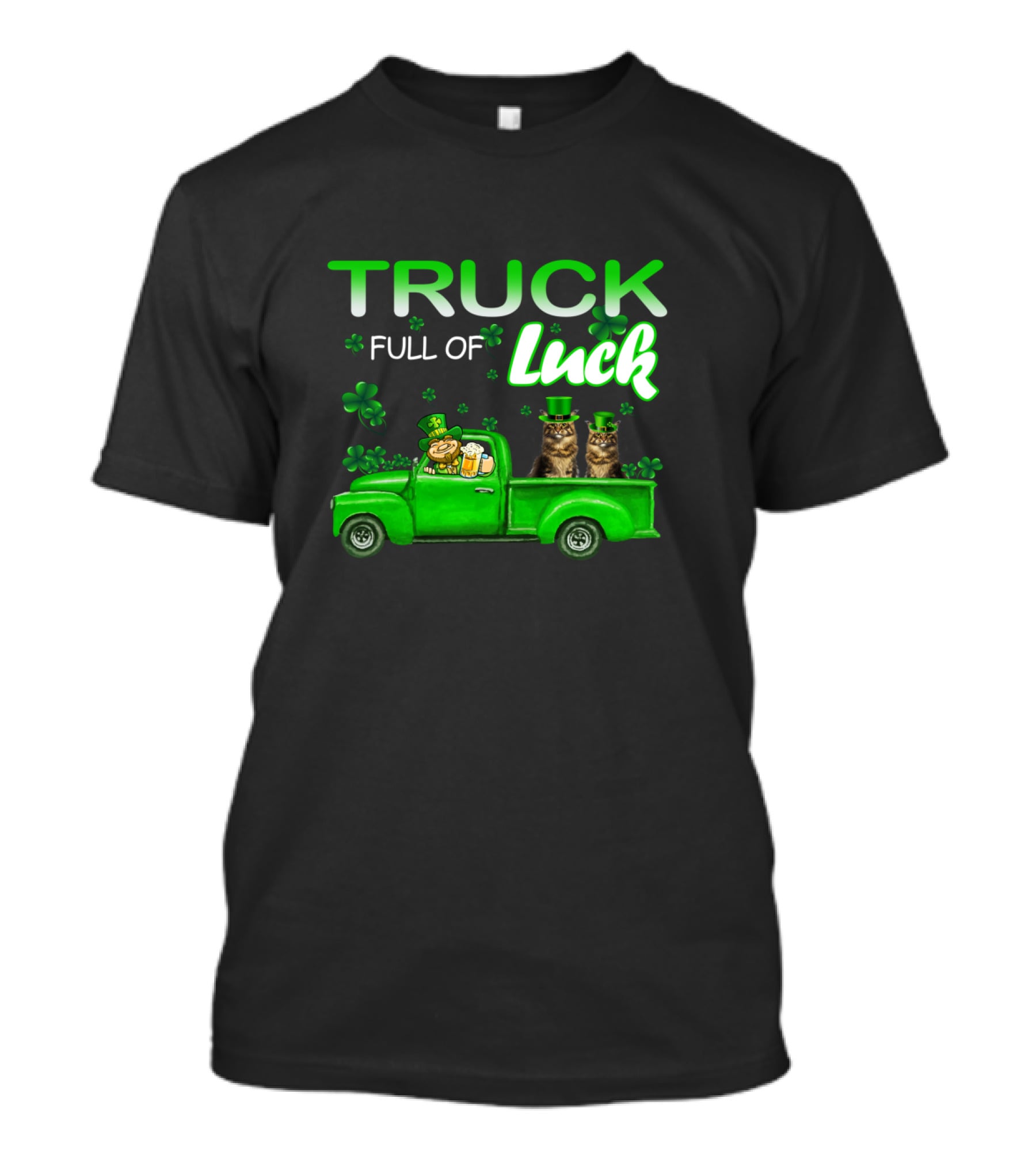 TRUCK Full Of Luck Maine Coon Cat Leprechaun T-Shirt
