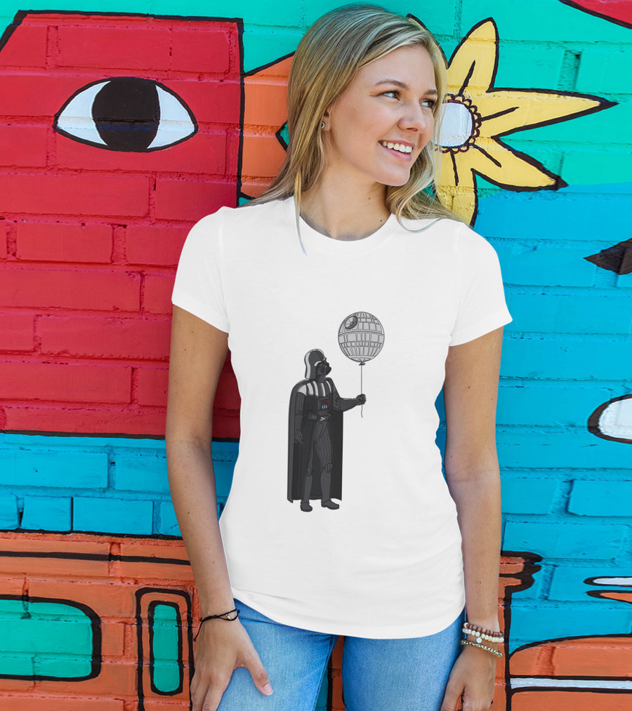 Darth Vader Holding Death Star Shaped Balloon T-Shirt