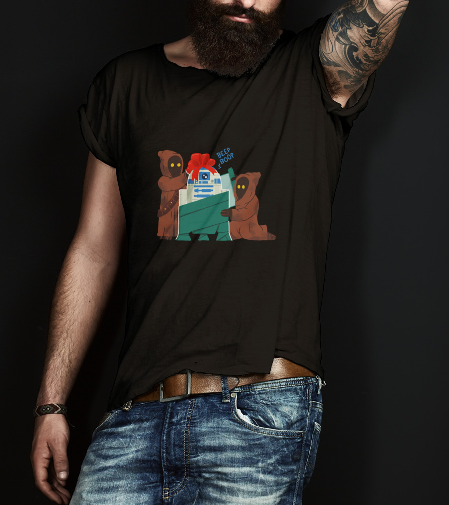 Star Wars Holiday Jawas Wrapping R2-D2 Beep Boop T-Shirt