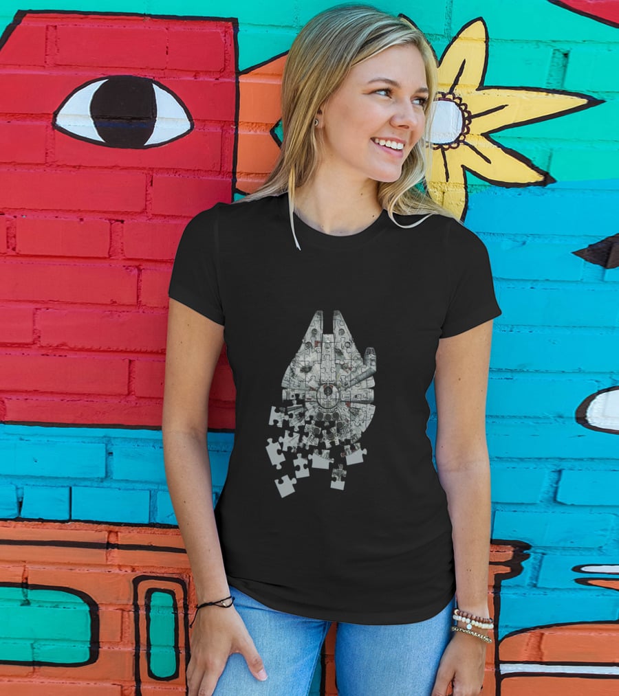 Star Wars Millennium Falcon Puzzle Spaceship Assembly T-Shirt