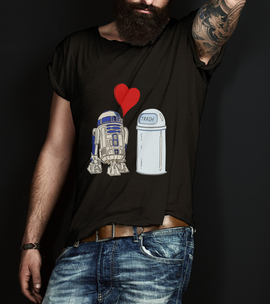 Star Wars R2 D2 Heart Trash Can Love T-Shirt