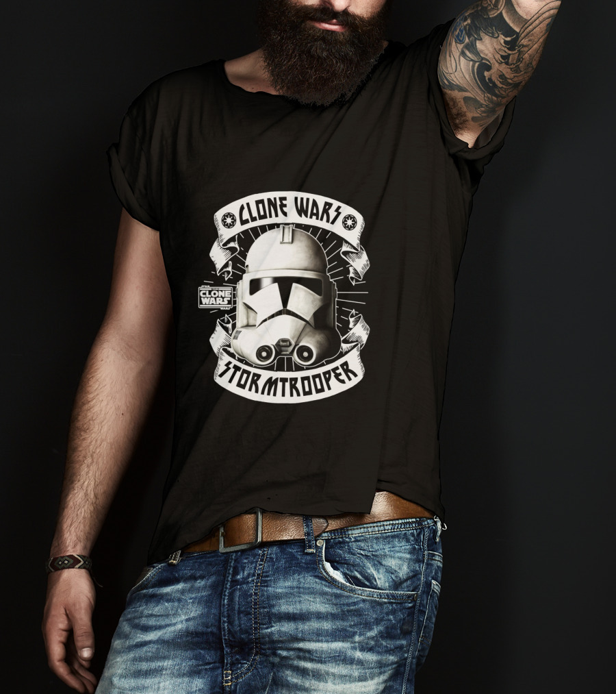 Clone Wars Stormtrooper Helmet Banners Star Wars Badges T-Shirt
