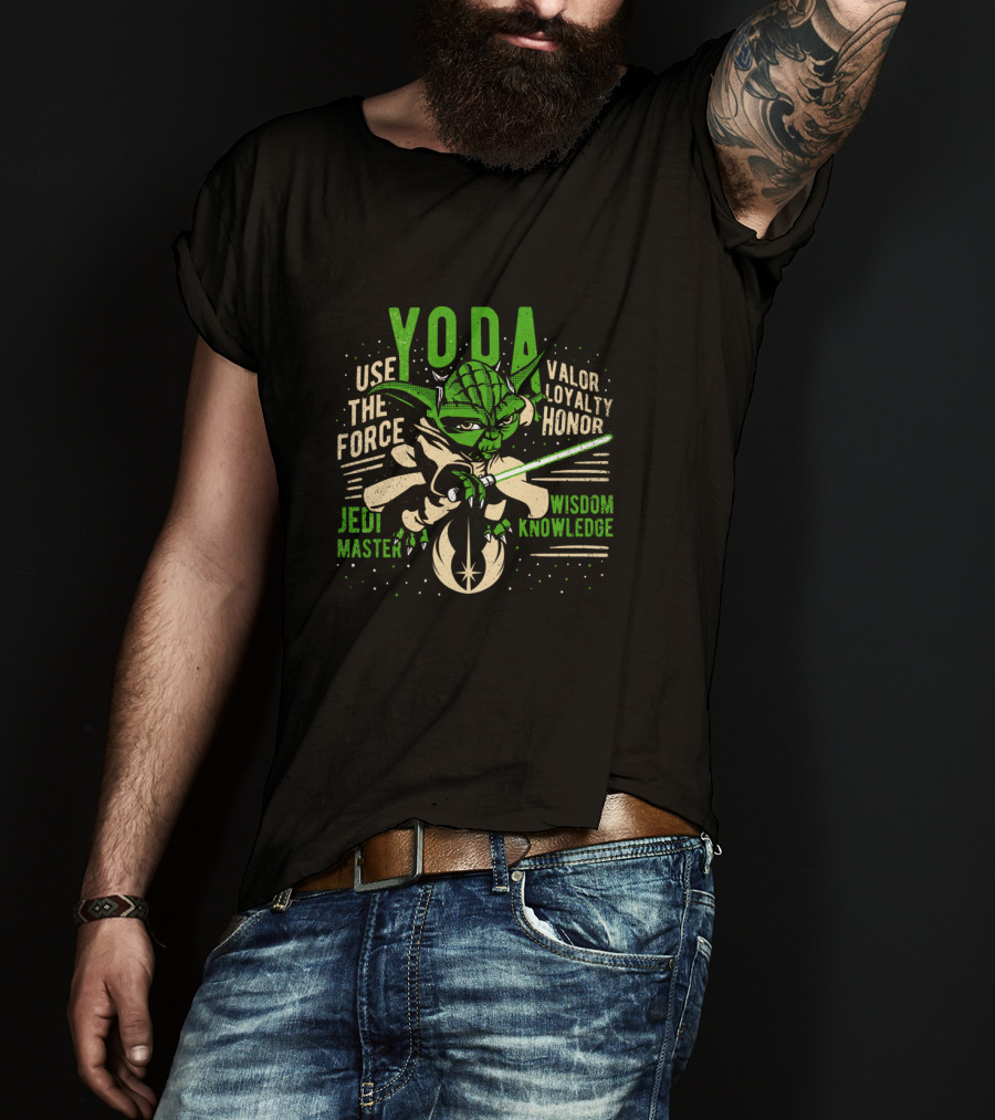Yoda Jedi Master Use The Force Valor Loyalty Honor Wisdom Knowledge T-Shirt